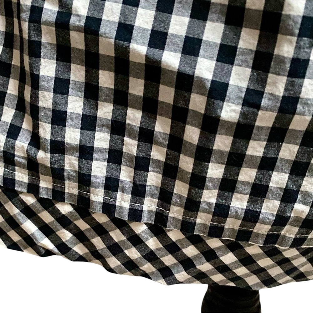 Vineyard Vines Gingham Off Shoulder Dress Small Black White Ruffle Cotton - Picture 6 of 12